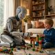 InteliDoll humanoid robot babysitting a realistic human child